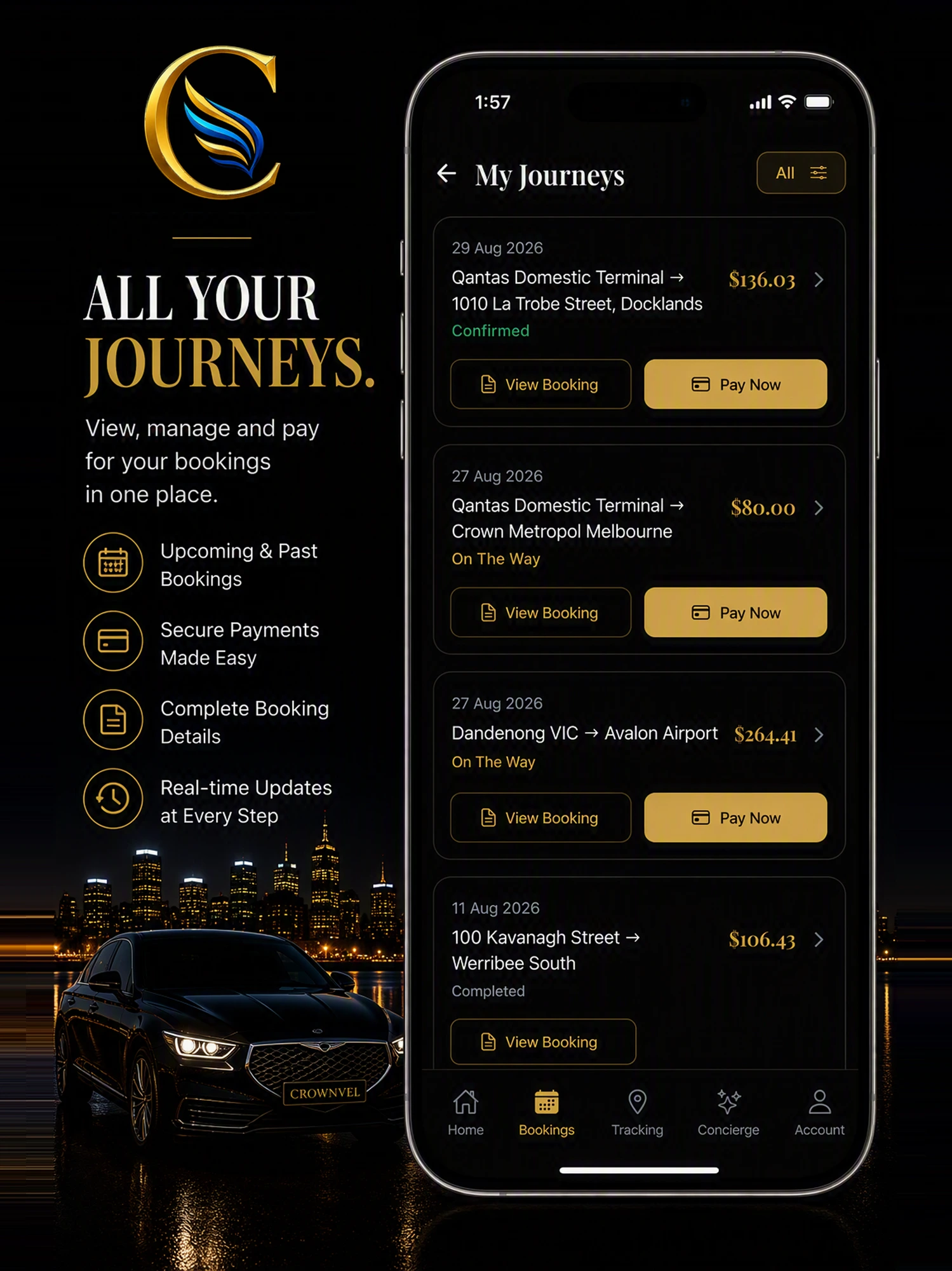 Crownvel app — 24/7 concierge